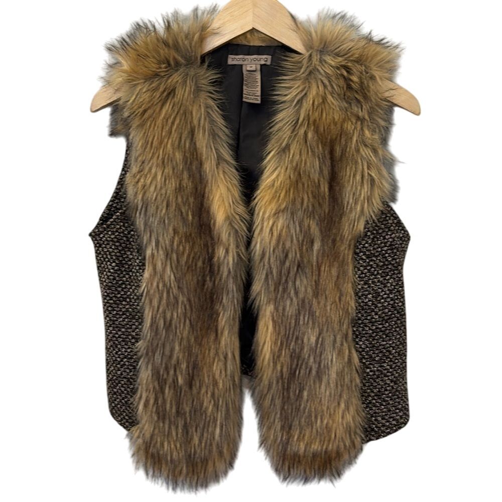 EUC Sharon Young Faux Fur‎ Vest Scandi Style Womens Medium